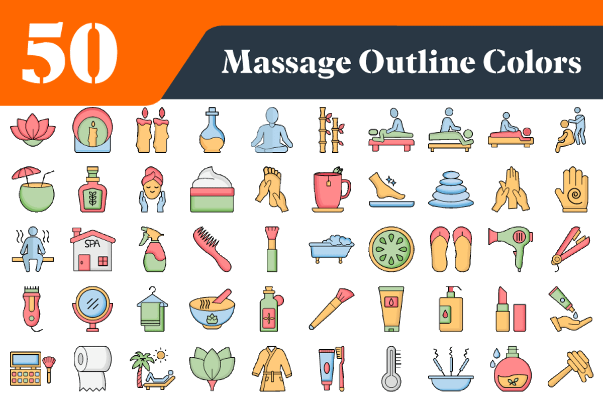 Massage Spa Outline Color Icons, an Outline Icon by EllaMaiyaali (Photo 1 of 3)
