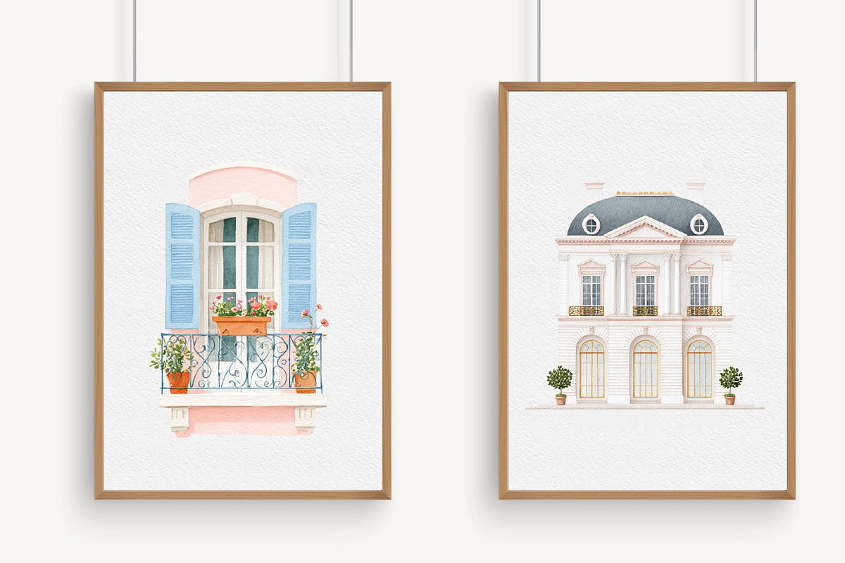 French Chateau Watercolor Clipart, an Illustration by Libby Wishes (Photo 3 of 7)