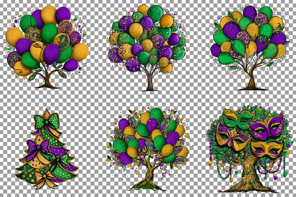 Mardi Gras Tree Clipart, an Illustration by Sublimation Artist (Photo 4 of 6)