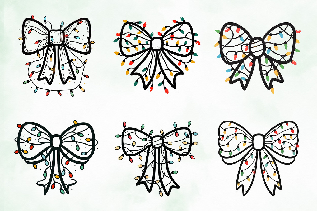 Christmas Light Coquette Bow PNG, an Illustration by Creative Art (Photo 6 of 9)
