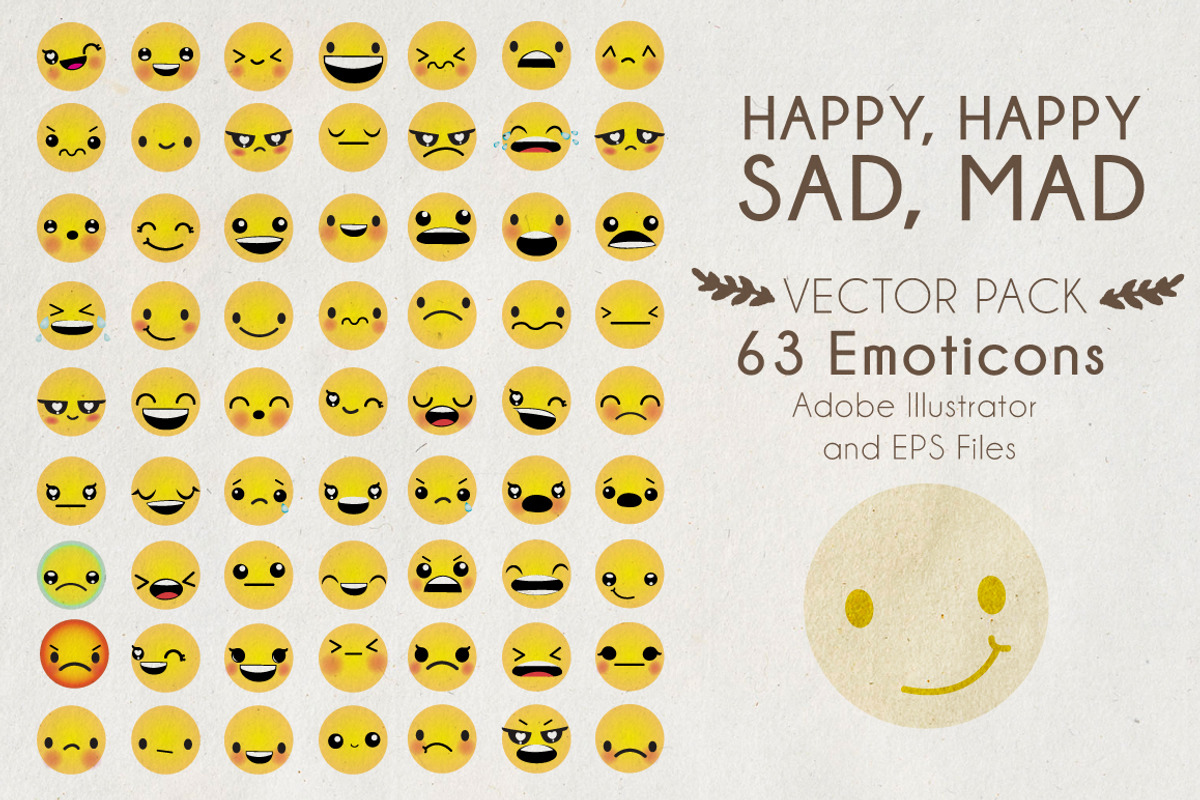 Happy, Happy, Sad, Mad Vector Pack