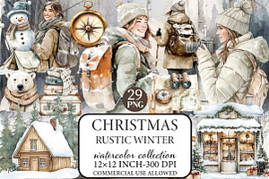 Watercolor Rustic Winter Clipart, an Illustration by Libby Wishes