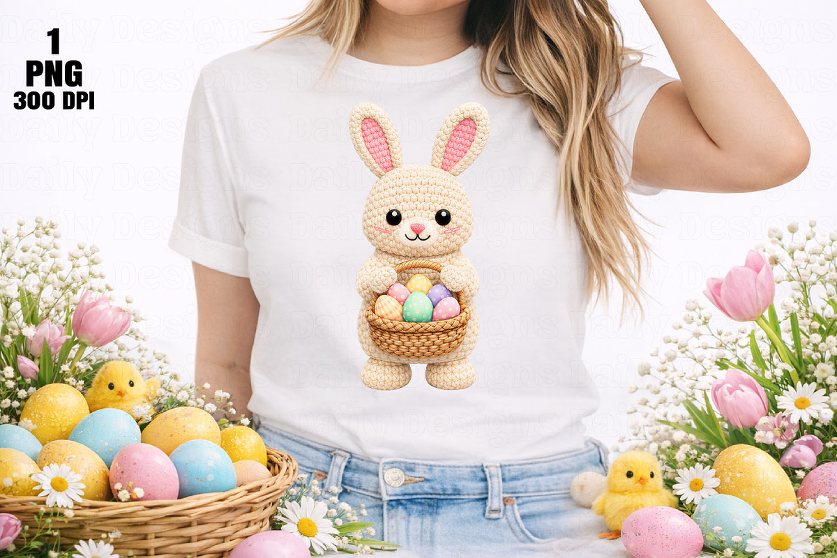 Easter Bunny Holding Basket PNG, an Illustration by Daily.Designs (Photo 4 of 5)
