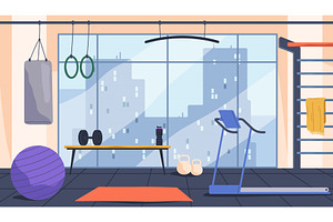 Vector gym with sport equipment, a Sport Illustration by Elegant Solution