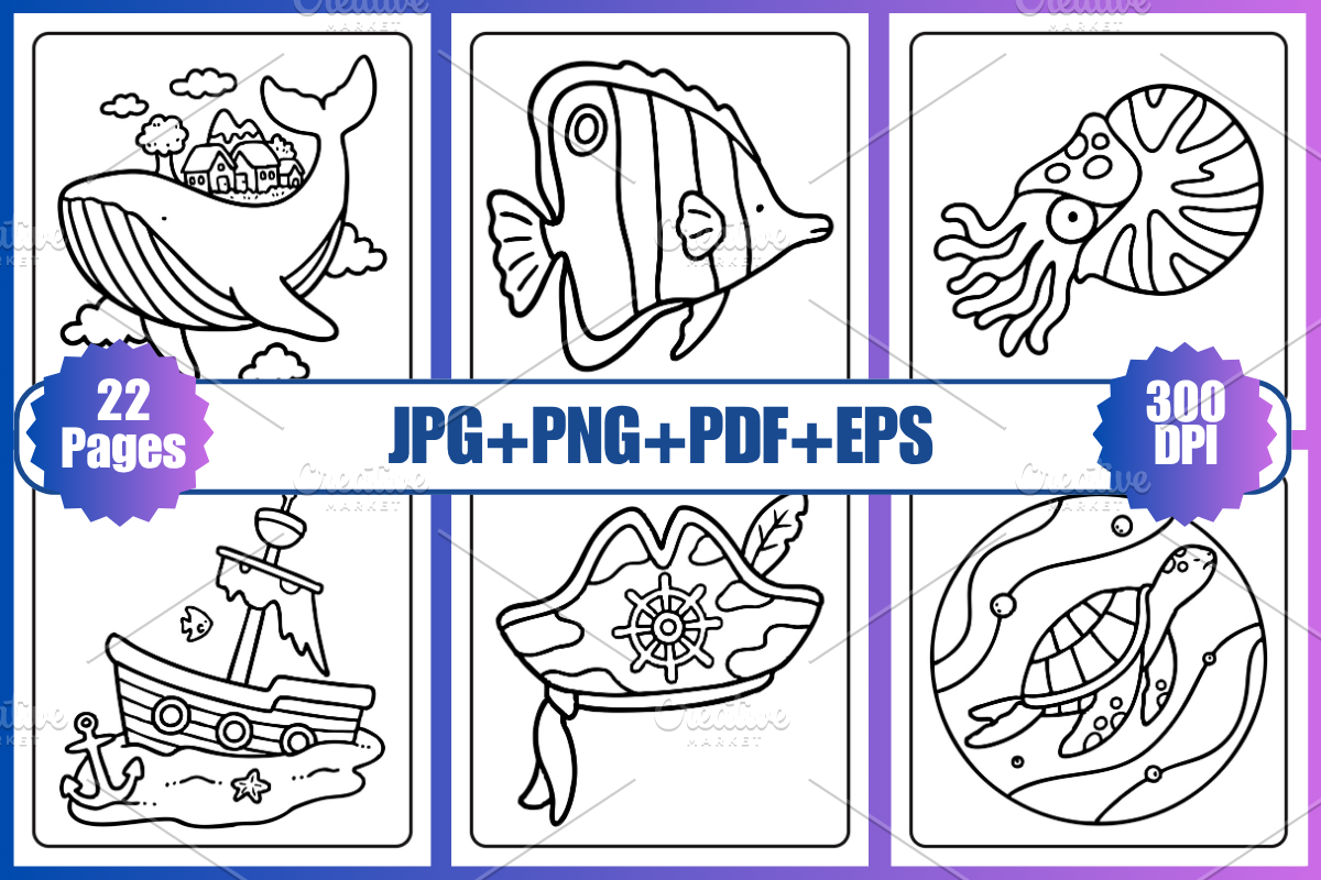 Ocean Scean Coloring Pages, an Animal Illustration by Coco Bloom (Photo 2 of 4)
