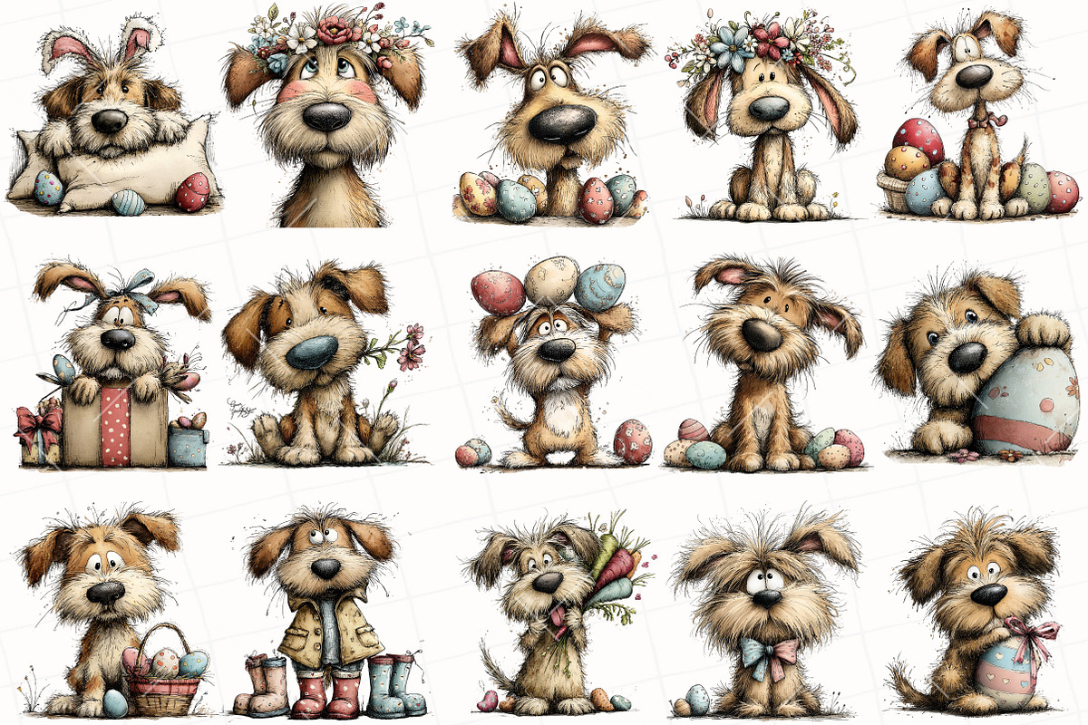 Whimsical Easter Dog Clipart, an Illustration by OK Design (Photo 3 of 6)