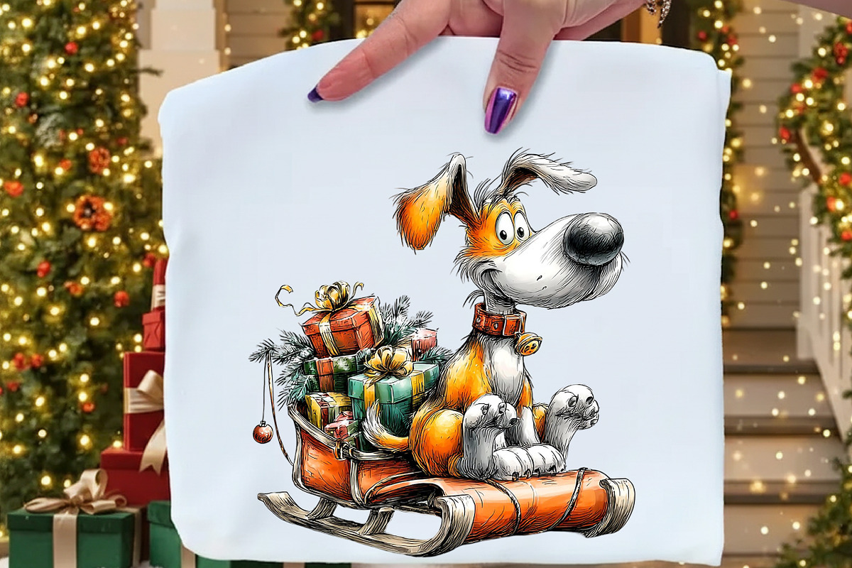 Cute & Funny Christmas Dog Clipart, an Illustration by Craft Nest (Photo 2 of 8)