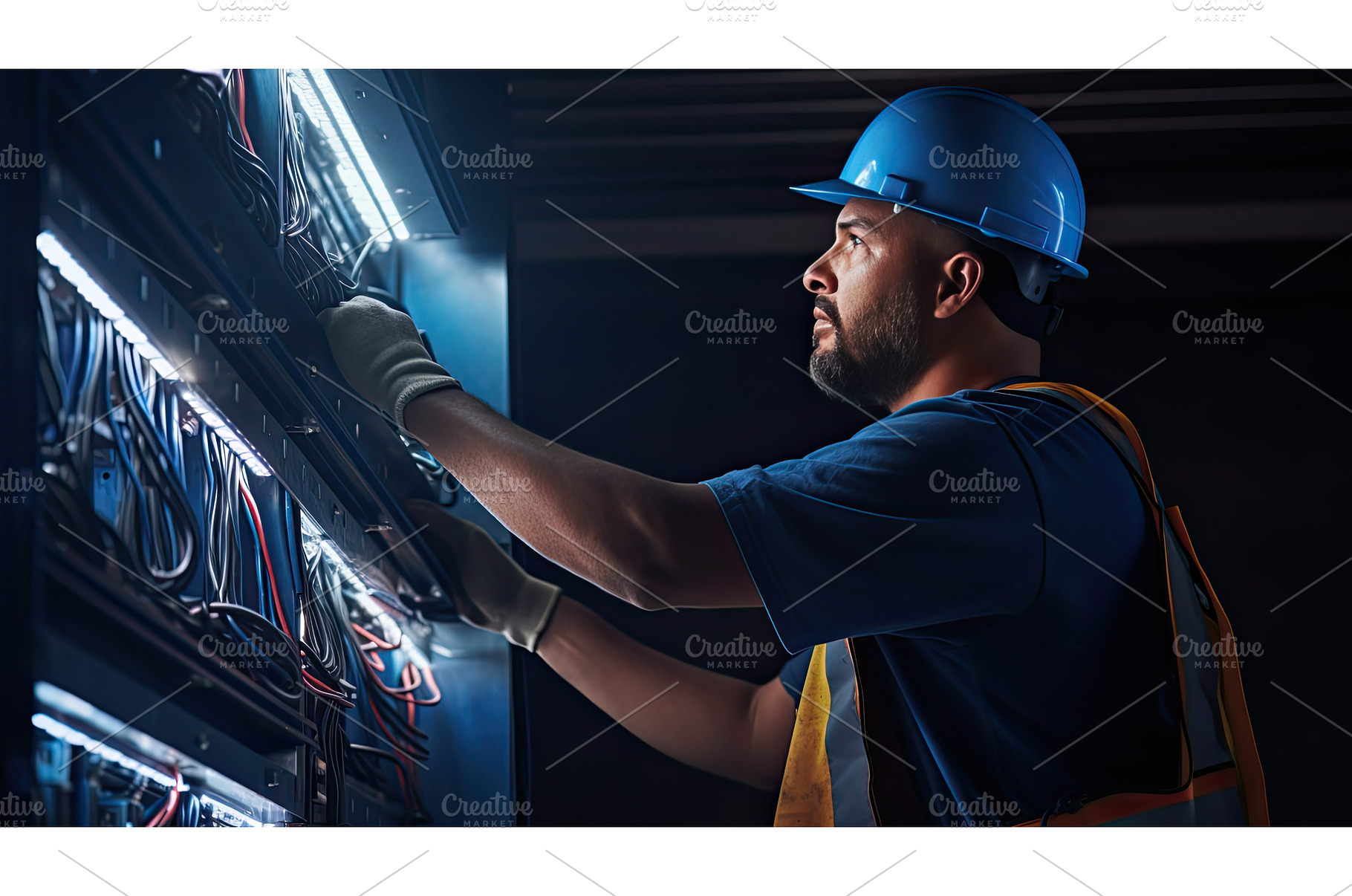ladder tradesman blue collar worker, an Industrial Photo by pikepicture