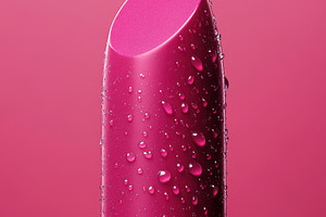 Vibrant pink lipstick with droplets, a Photo by Beautiful things
