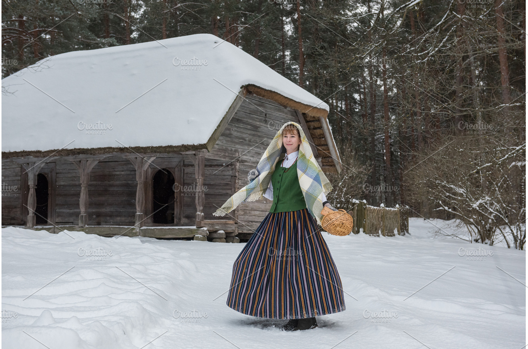 Latvian woman in traditional dress, a Person Photo by COLORFUL