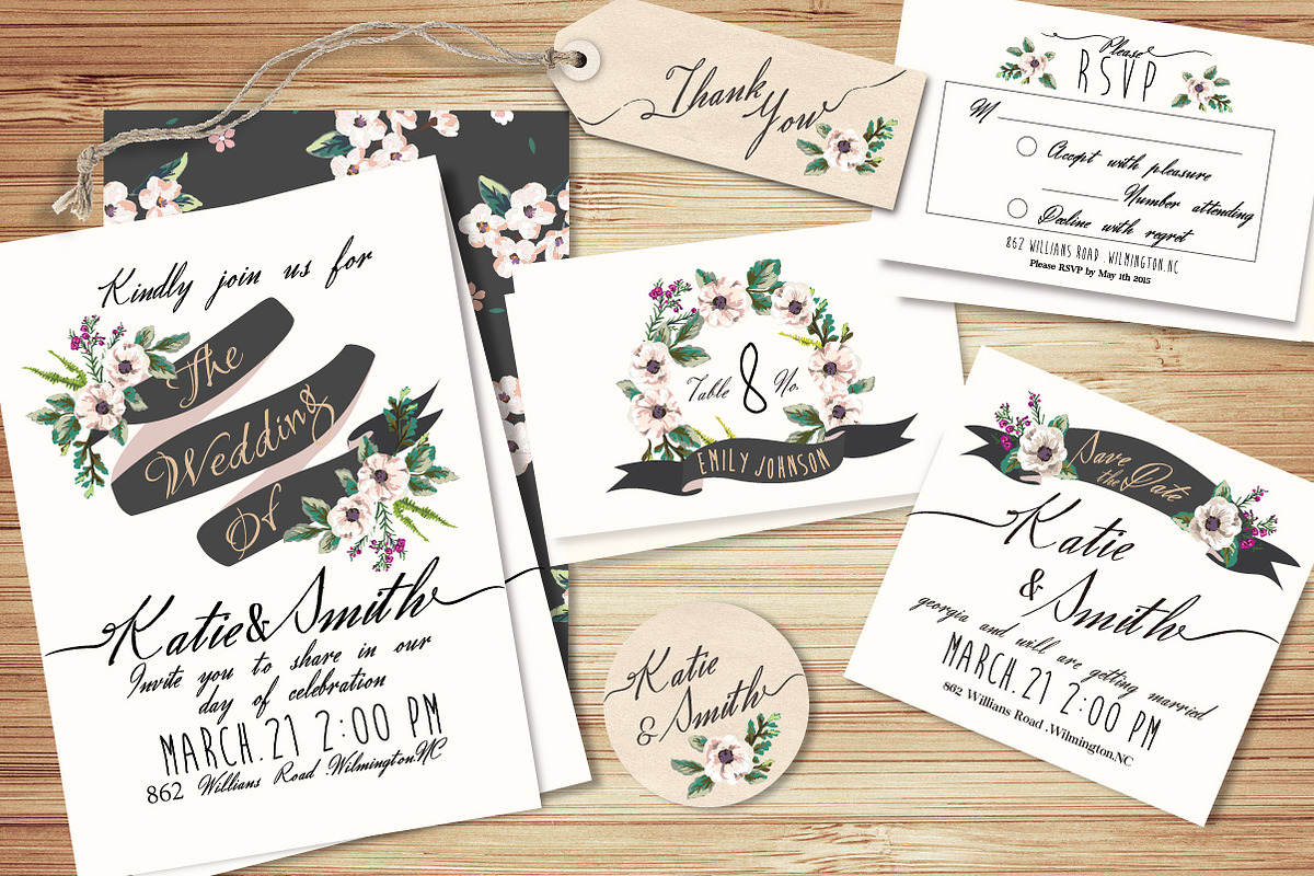 Wedding invitation suite Templates, an Invitation Template by Graphic Box (Photo 2 of 5)