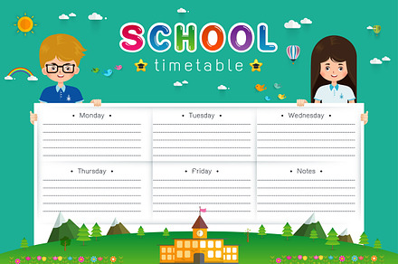 School Timetable vector illustration, a Card Template by essense