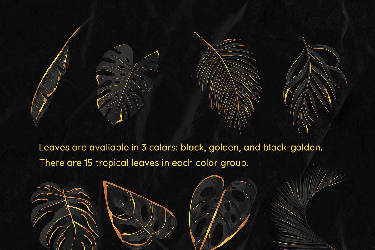 Black & Gold Tropical Leaves, an Object Graphic by Kate Galunga Artstore (Photo 2 of 5)