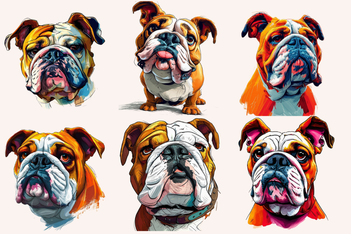 Caricature Cartoon British Bulldogs, an Animal Illustration by PrintHaven Designs (Photo 5 of 9)