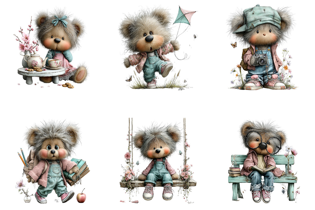 Pastel Watercolor Teddy Bear Clipart, a Seasonal Illustration by CreationArt (Photo 6 of 7)