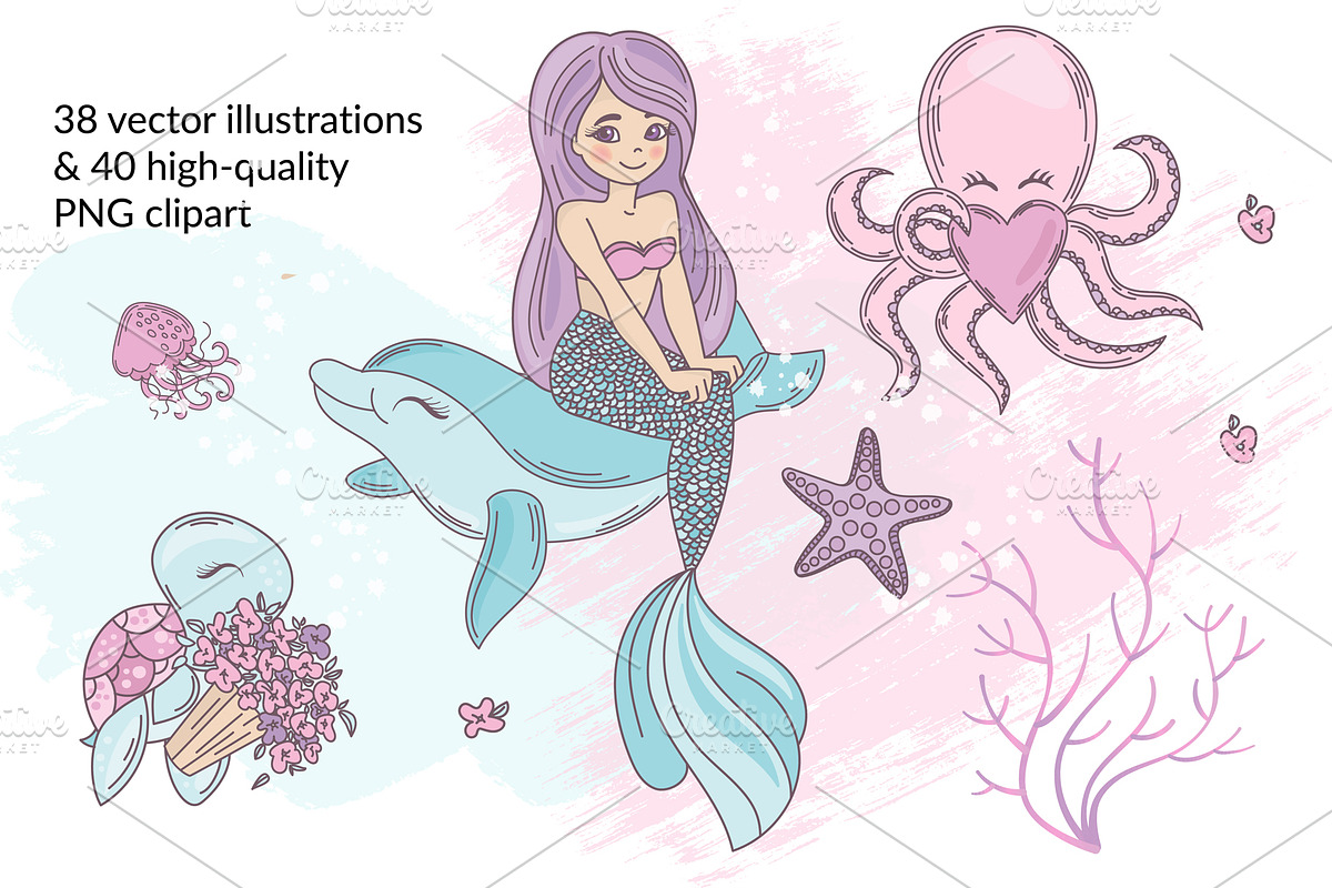 MERMAID IN LOVE, a Decorative Illustration by FARAWAYKINGDOM (Photo 2 of 11)