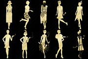 Gatsby Gold Foil People Clip Art, a Person Illustration by FrankiesDaughtersDesign (Thumbnail 2 of 5)
