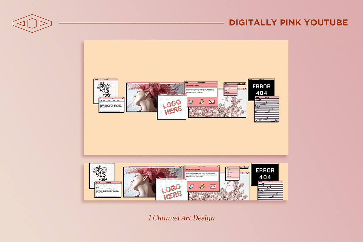 Digitally Pink Youtube Branding Kit, a Social Media Template by Tangerine Nation (Photo 5 of 16)