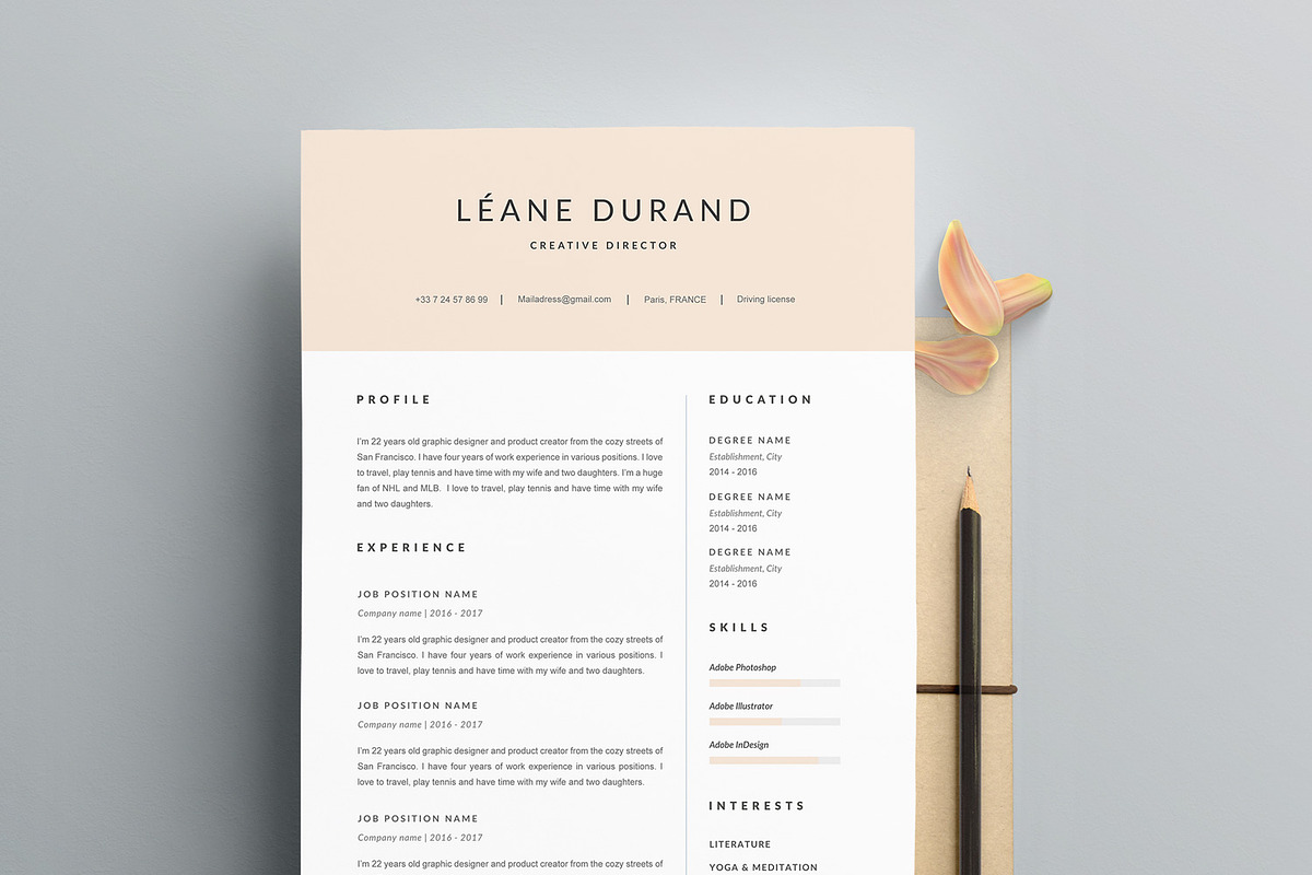 Modern Resume Template LEANE A4, a Resume Template by Graace Studio (Photo 1 of 4)