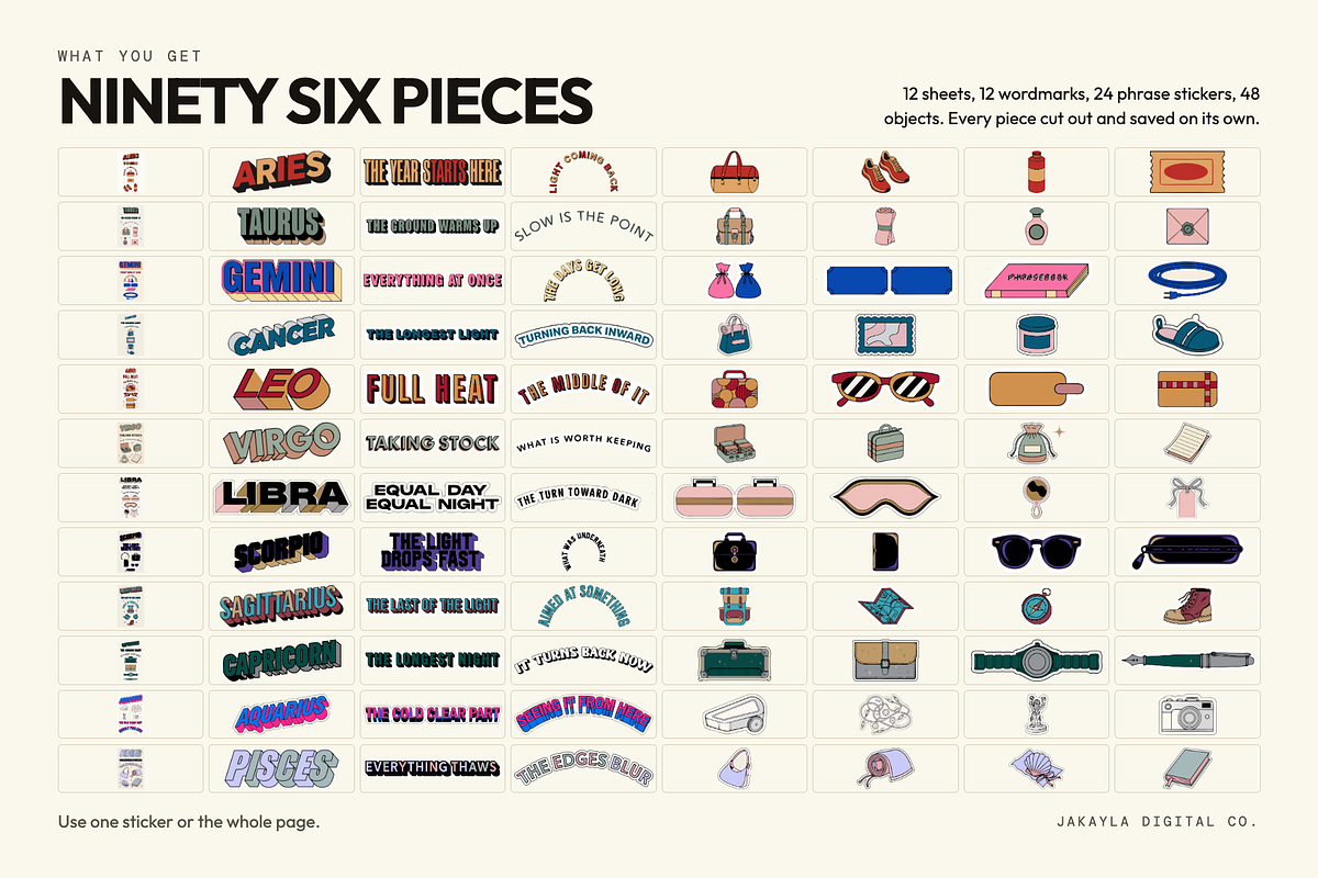 96 Retro Zodiac Travel Graphics, an Object Graphic by Jakayla Digital Co (Photo 5 of 11)
