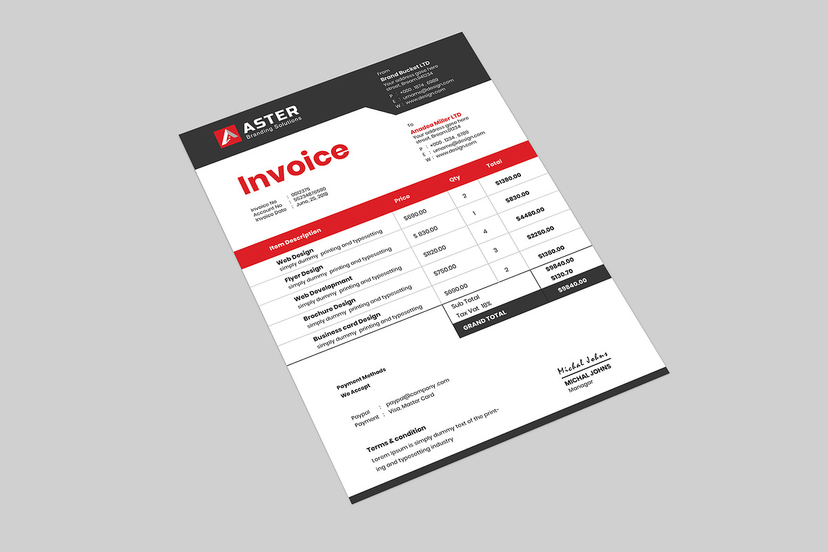 Minimal Invoice, a Stationery Template by UI_Expert (Photo 4 of 4)