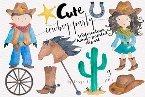 Cowboy Kids Watercolor clipart, an Illustration by Tanya Kart
