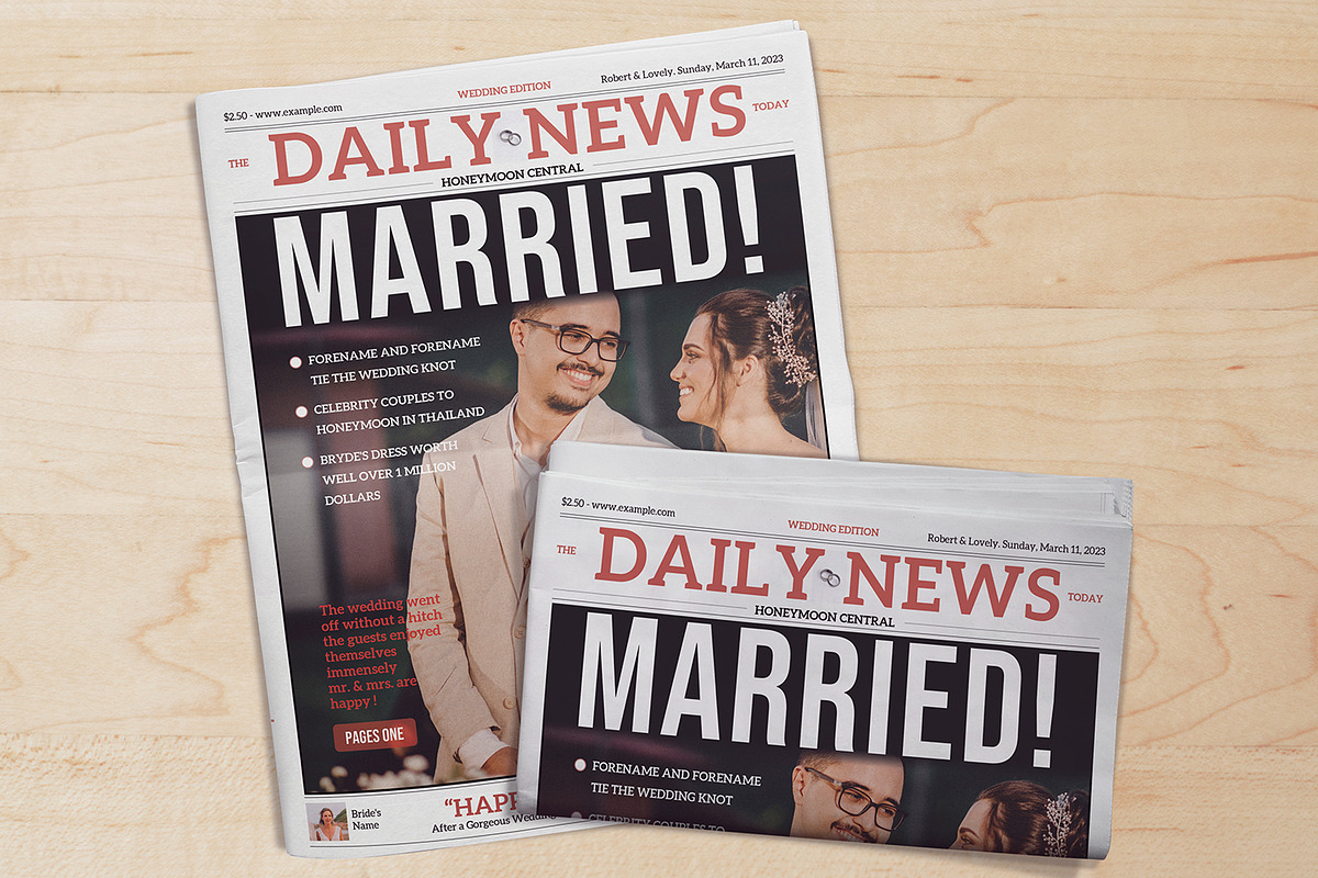 Wedding Newspaper Template, a Flyer Template by retrographix (Photo 4 of 5)