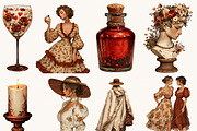 Vintage Romantic Serene Clipart, a Person Illustration by BusyDaydesign (Thumbnail 2 of 9)
