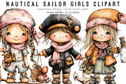 Nautical Sailor Girls Clipart Bundle, an Illustration by SinaCreation (Thumbnail 1 of 9)