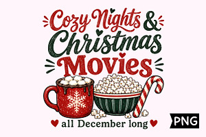 Cozy Nights & Christmas Movie Design, a Seasonal Illustration by Creative Art