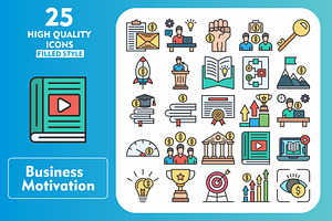 Business 25 Line Filled Icons, an Icon by Pexelpy