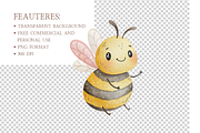 Cute Little Bees Watercolor Clipart, an Illustration by MockupWizard (Thumbnail 3 of 4)