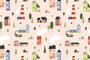 Scandinavian houses seamless pattern, a Pattern Graphic by Good Studio (Thumbnail 4 of 11)