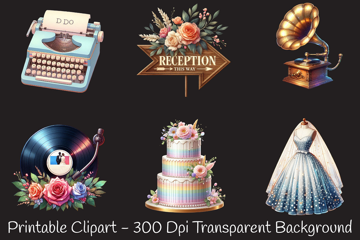 Retro Wedding Day Clipart, an Illustration by RobertsArt (Photo 3 of 7)