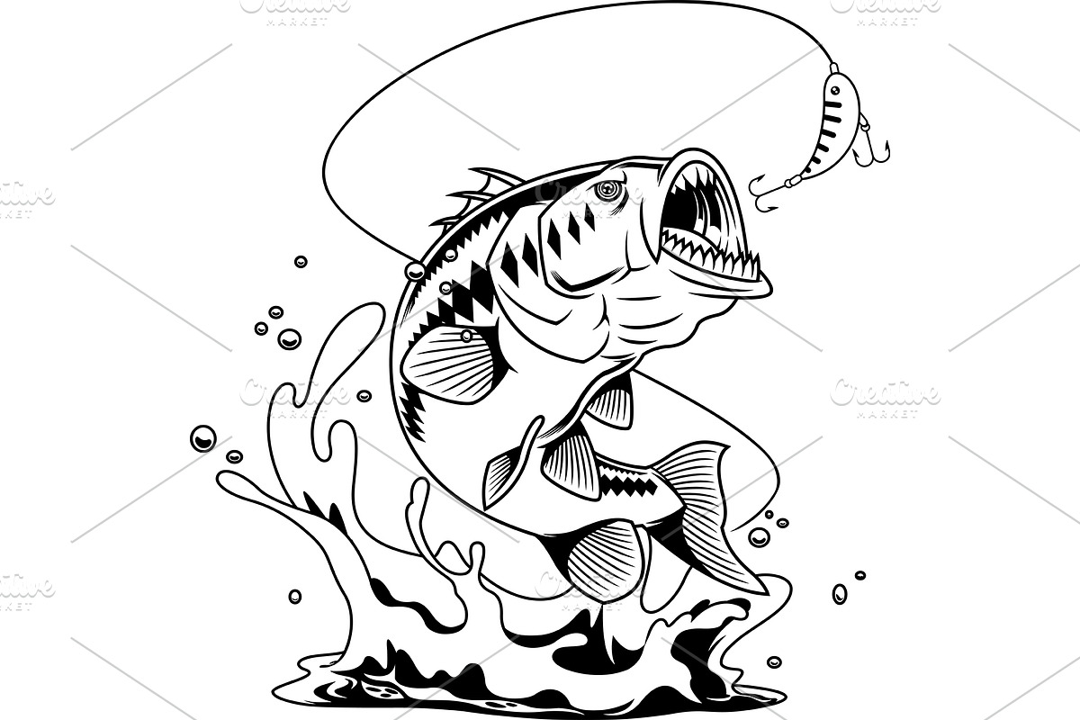Tribal Bass Fish Cartoon Character, an Illustration by HitToon