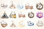 Cute Dreaming Arctic Fox Boho Clipar, an Illustration by DreamCafeArt (Thumbnail 2 of 4)