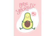Cartoon Avocado Postcard, a Decorative Illustration by PsychocheArt (Thumbnail 1 of 4)