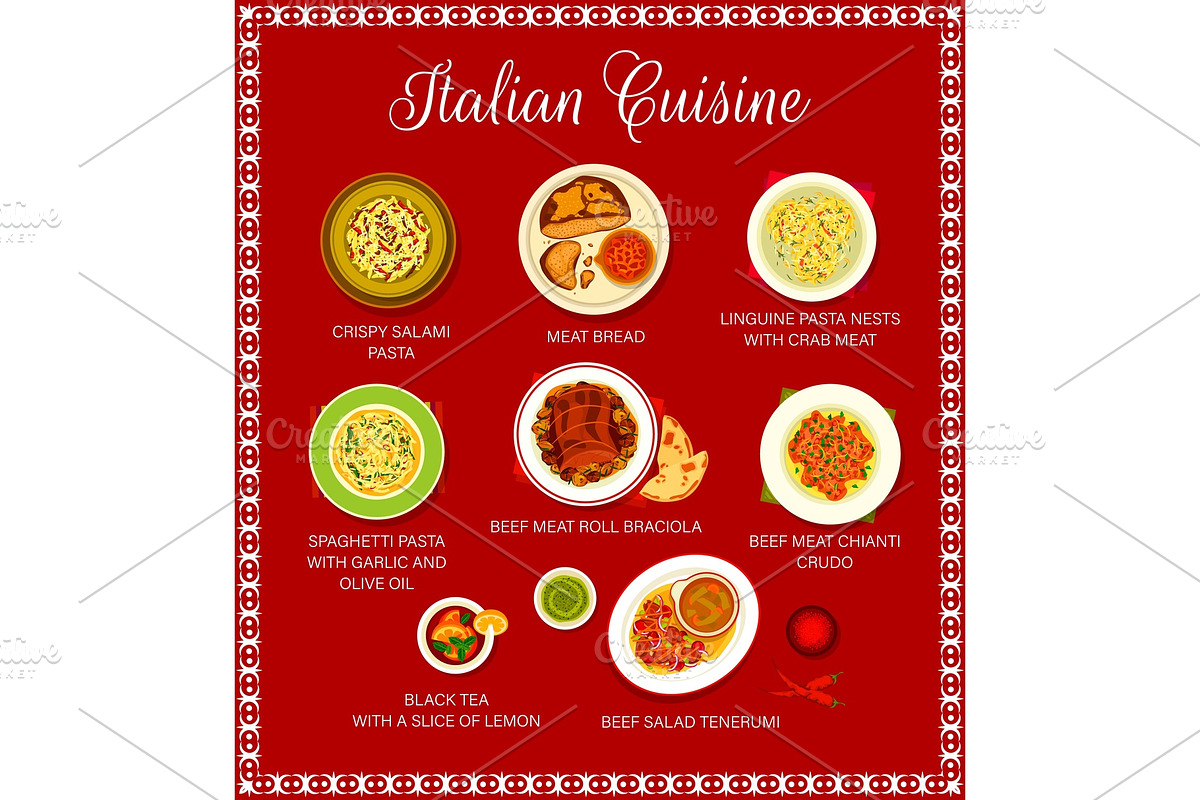 Italian cuisine menu page, a Food Illustration by Vector Tradition (Photo 3 of 3)