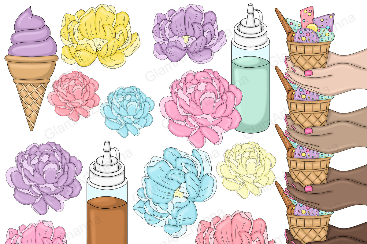Ice Cream Cone Clipart, a Food Illustration by GlamArtZhanna (Photo 5 of 5)