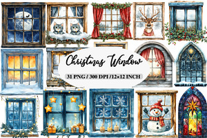 Christmas Window Sublimation Clipart, an Illustration by Daily.Designs