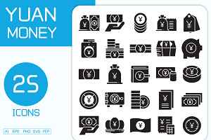 Yuan Money Glyph Icons Set, a Finance Illustration by Designfour