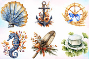 Watercolor Autumn Blue Nautical PNG, a Seasonal Illustration by Canvas Craft (Thumbnail 4 of 4)