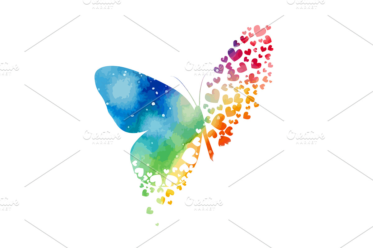 colored rainbow butterfly with, an Illustration by Nenahliadava Design