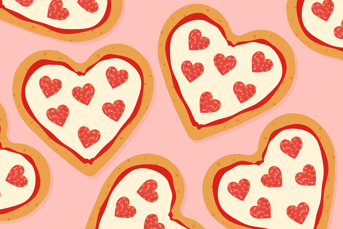 Vector Heart Shaped Pizza, a Food Illustration by Sarah Hearts (Photo 1 of 3)