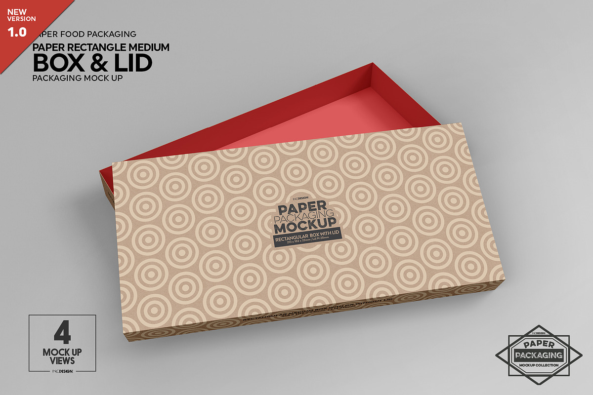 MediumRectangle Paper Box&Lid Mockup, a Cups & Container Mockup by INCDesign (Photo 1 of 7)