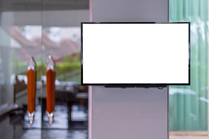 Blank white television screen or digital media blank billboard f, an Abstract Photo by Casanowe-studio