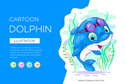 Cute cartoon dolphin, Tshirt, PNG., an Animal Illustration by KENO Mascots (Thumbnail 1 of 6)