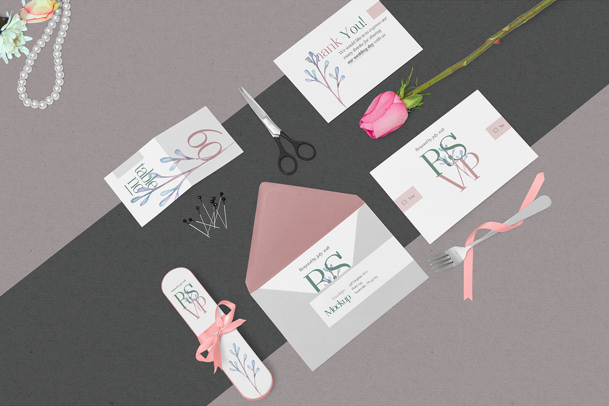 Elegant Wedding Stationery Mockups, an Invitation Template by ZippyPixels (Photo 3 of 5)