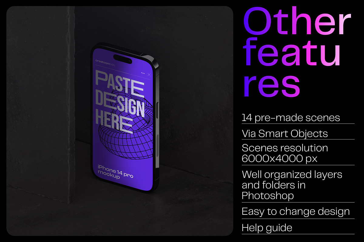 iPhone 14 pro mockups - v1, an iPhone Mockup by Creatoom (Photo 7 of 12)