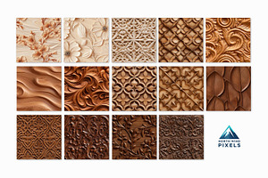 14 Carved Wood Digital Papers